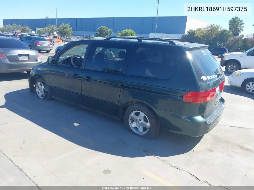 2001 Honda Odyssey Ex VIN: 2HKRL18691H597375 Lot: 45595537