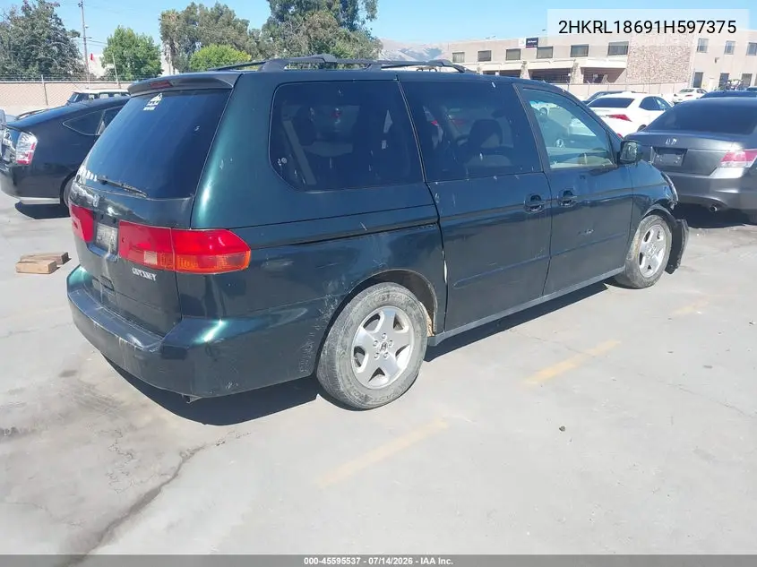 2001 Honda Odyssey Ex VIN: 2HKRL18691H597375 Lot: 45595537