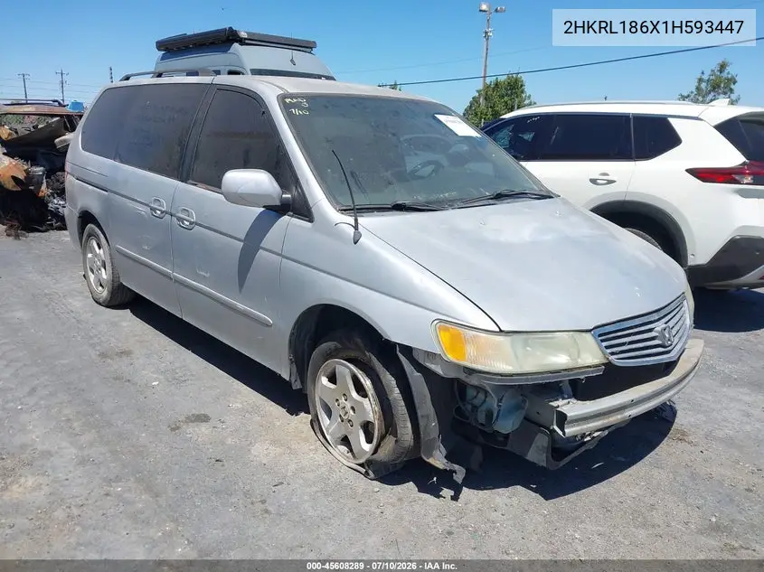 2001 Honda Odyssey Ex VIN: 2HKRL186X1H593447 Lot: 45608289