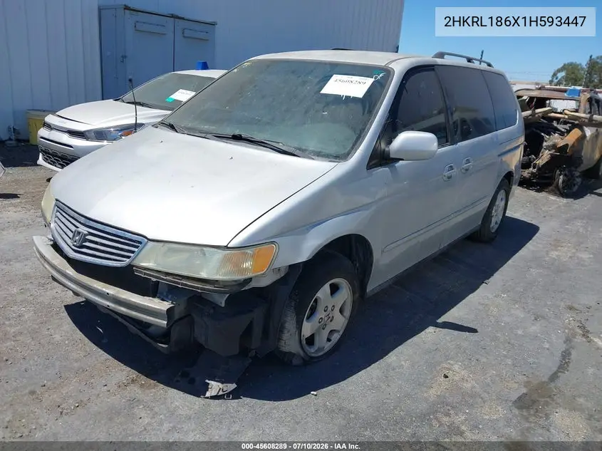 2001 Honda Odyssey Ex VIN: 2HKRL186X1H593447 Lot: 45608289