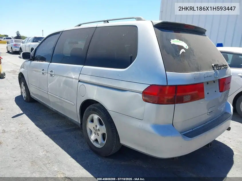 2001 Honda Odyssey Ex VIN: 2HKRL186X1H593447 Lot: 45608289