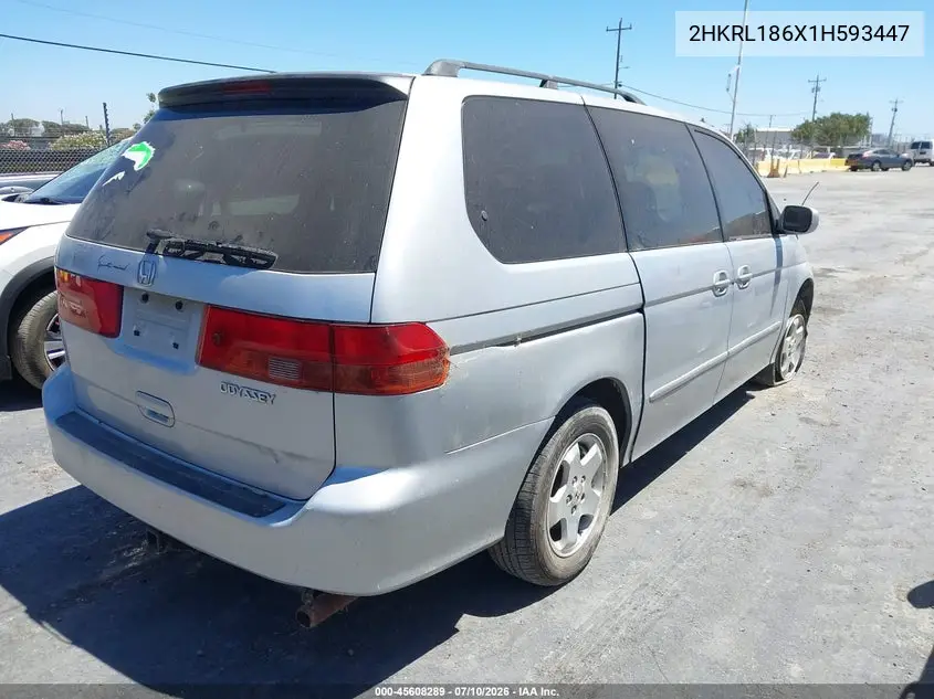 2001 Honda Odyssey Ex VIN: 2HKRL186X1H593447 Lot: 45608289