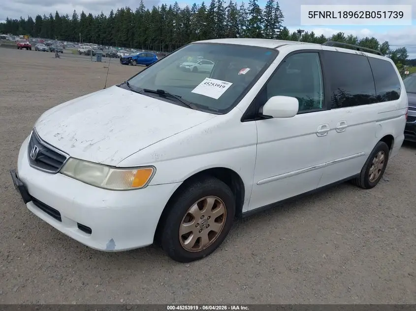 2002 Honda Odyssey Ex-L VIN: 5FNRL18962B051739 Lot: 45253919