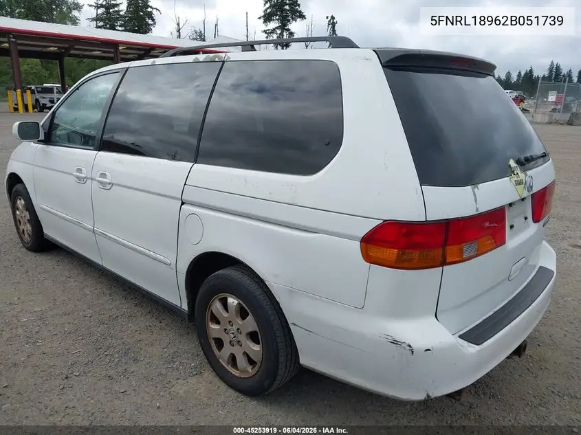 2002 Honda Odyssey Ex-L VIN: 5FNRL18962B051739 Lot: 45253919