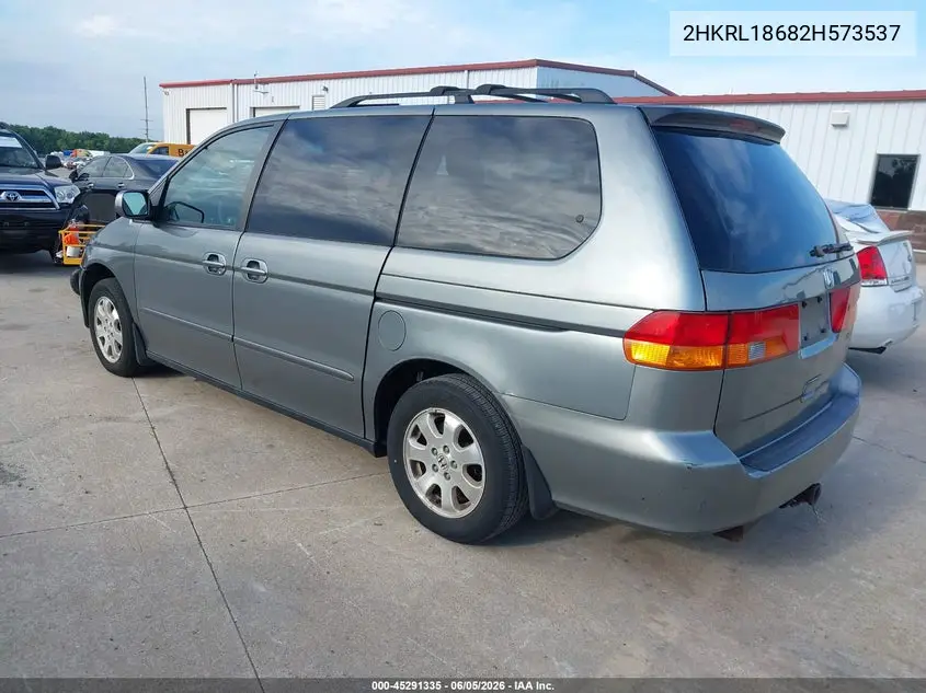 2002 Honda Odyssey Ex VIN: 2HKRL18682H573537 Lot: 45291335