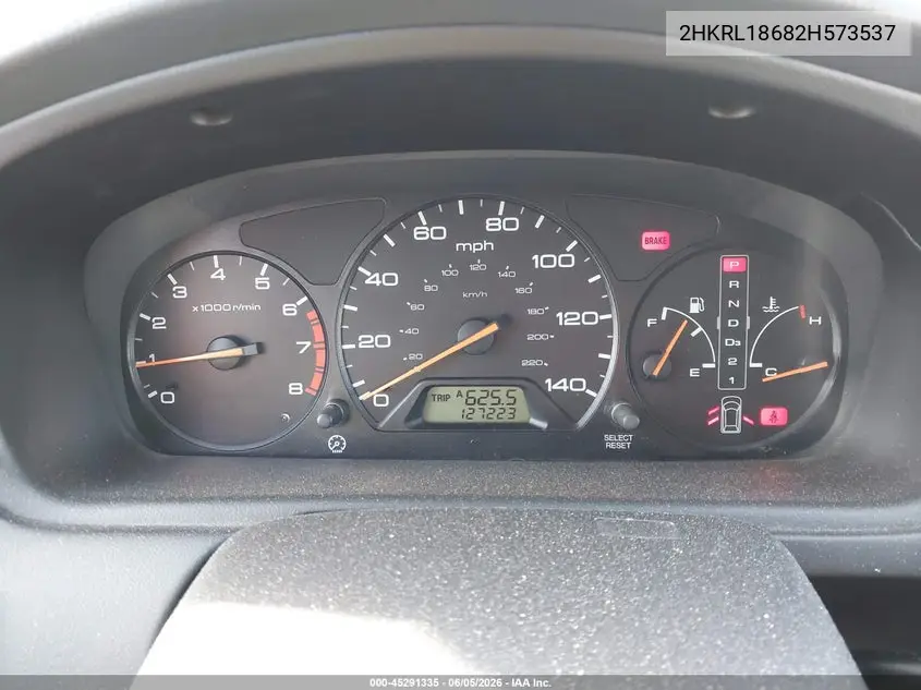 2002 Honda Odyssey Ex VIN: 2HKRL18682H573537 Lot: 45291335