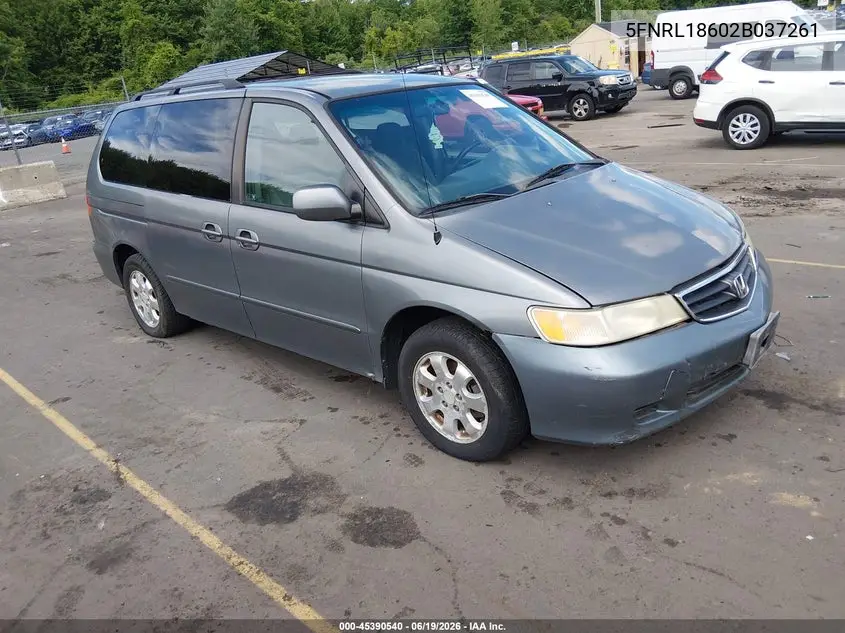 2002 Honda Odyssey Ex VIN: 5FNRL18602B037261 Lot: 45390540