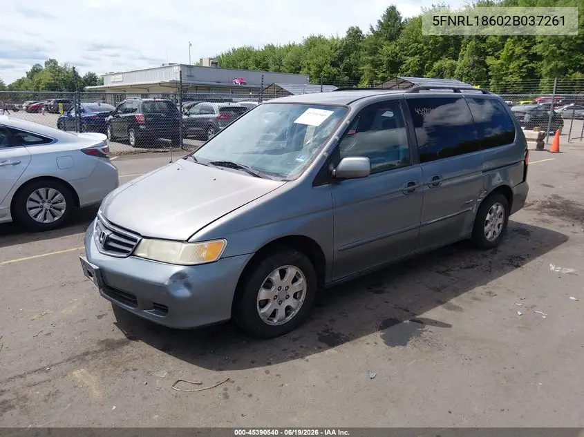 2002 Honda Odyssey Ex VIN: 5FNRL18602B037261 Lot: 45390540