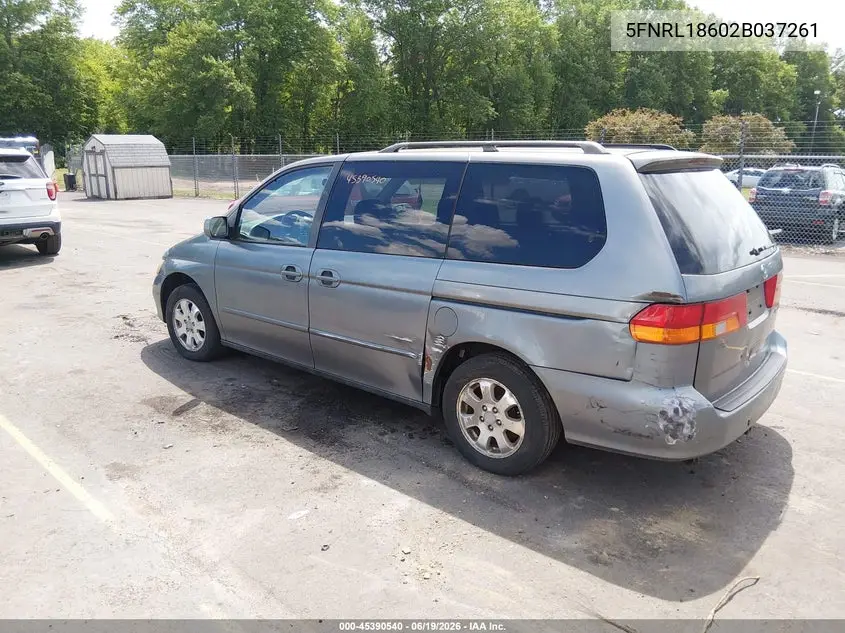 2002 Honda Odyssey Ex VIN: 5FNRL18602B037261 Lot: 45390540