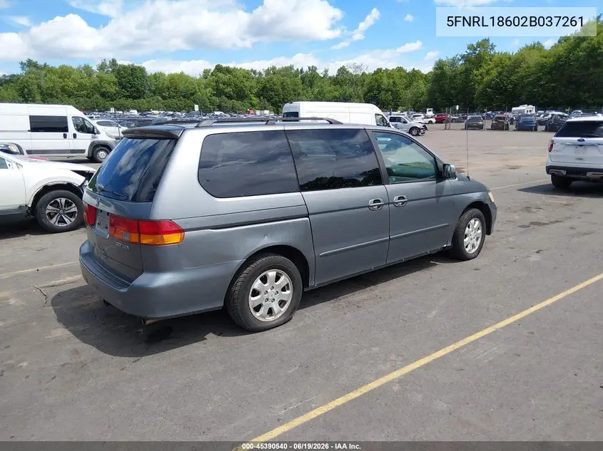 2002 Honda Odyssey Ex VIN: 5FNRL18602B037261 Lot: 45390540