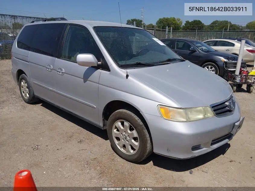 2002 Honda Odyssey Ex VIN: 5FNRL18642B033911 Lot: 45681907