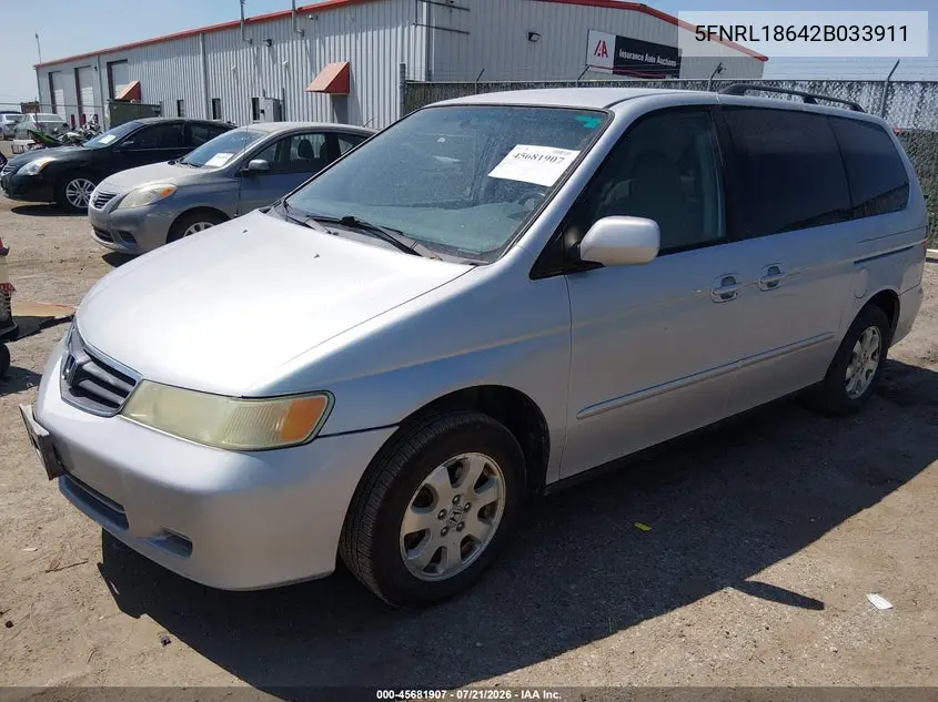 2002 Honda Odyssey Ex VIN: 5FNRL18642B033911 Lot: 45681907