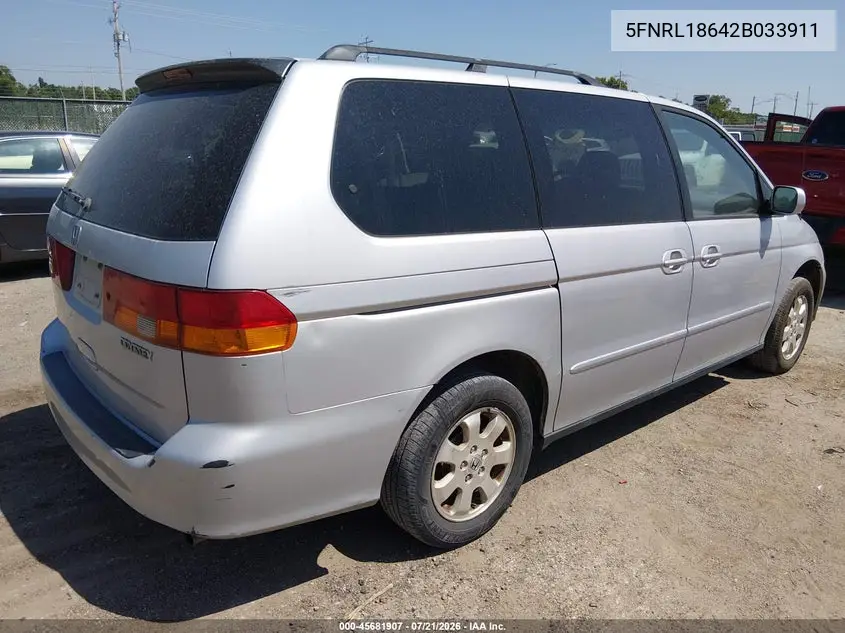 2002 Honda Odyssey Ex VIN: 5FNRL18642B033911 Lot: 45681907