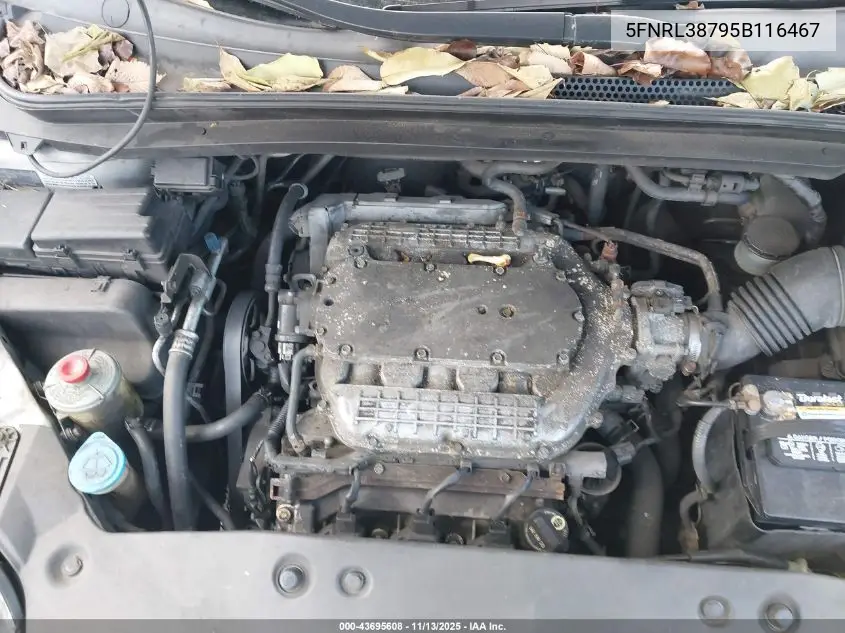 5FNRL38795B116467 2005 Honda Odyssey Ex-L