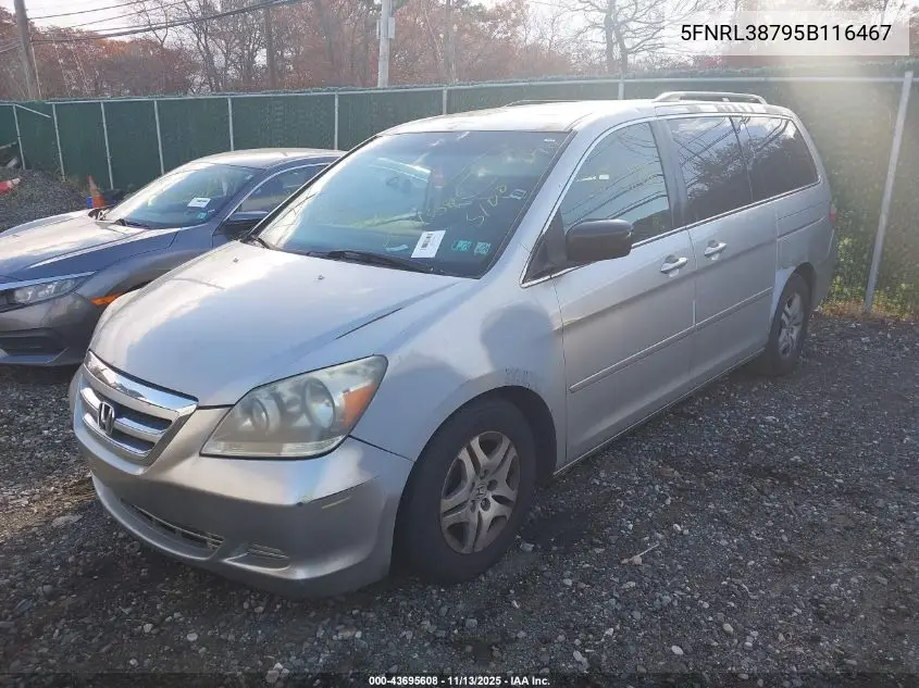 5FNRL38795B116467 2005 Honda Odyssey Ex-L