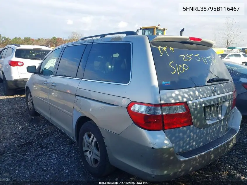 5FNRL38795B116467 2005 Honda Odyssey Ex-L