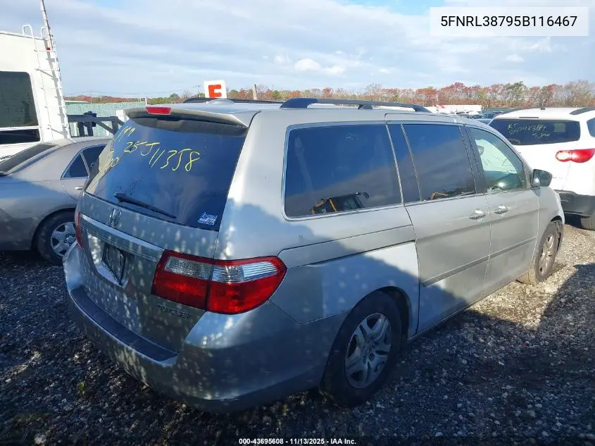 5FNRL38795B116467 2005 Honda Odyssey Ex-L