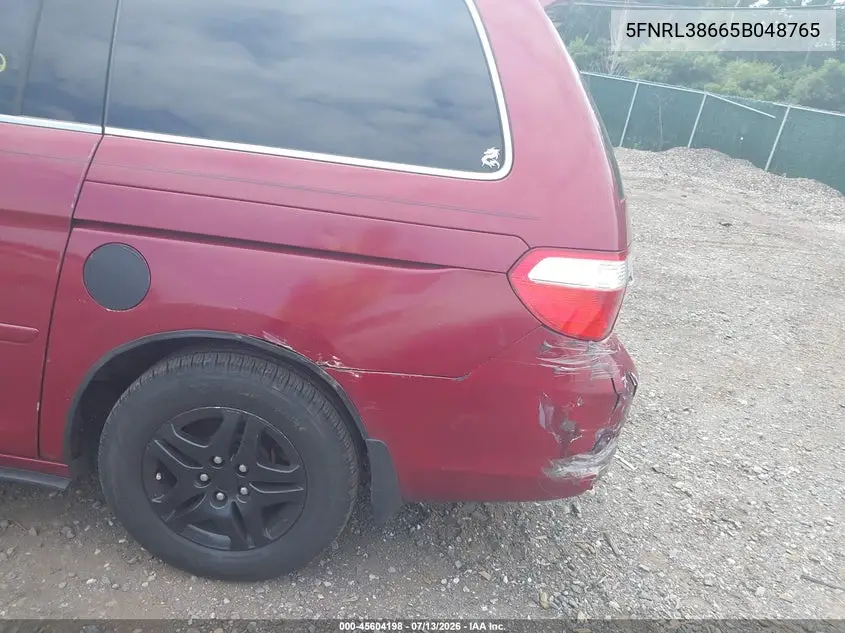 2005 Honda Odyssey Ex-L VIN: 5FNRL38665B048765 Lot: 45604198