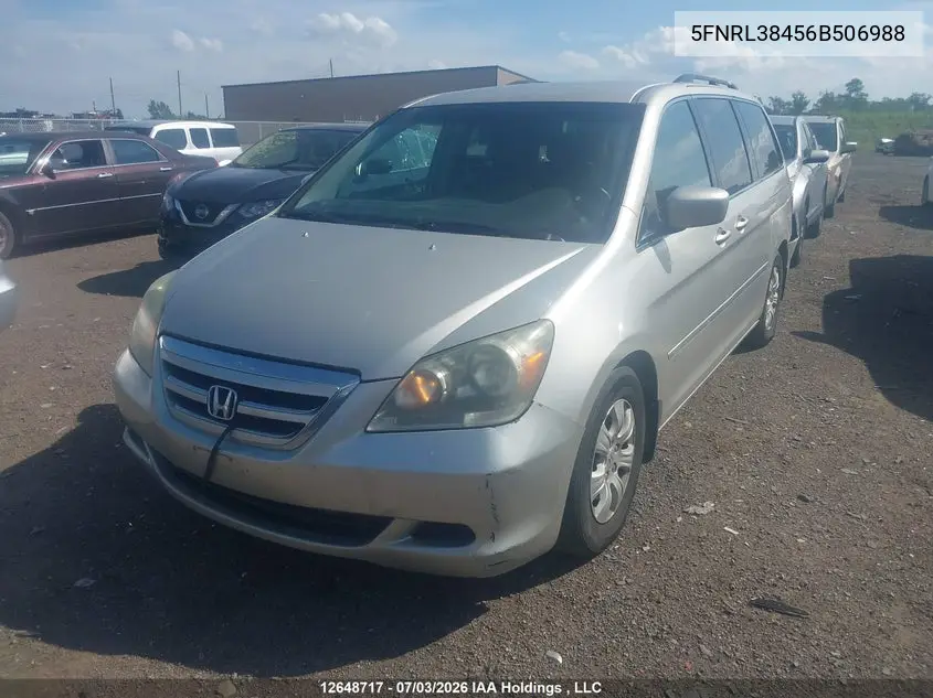 2006 Honda Odyssey VIN: 5FNRL38456B506988 Lot: 12648717
