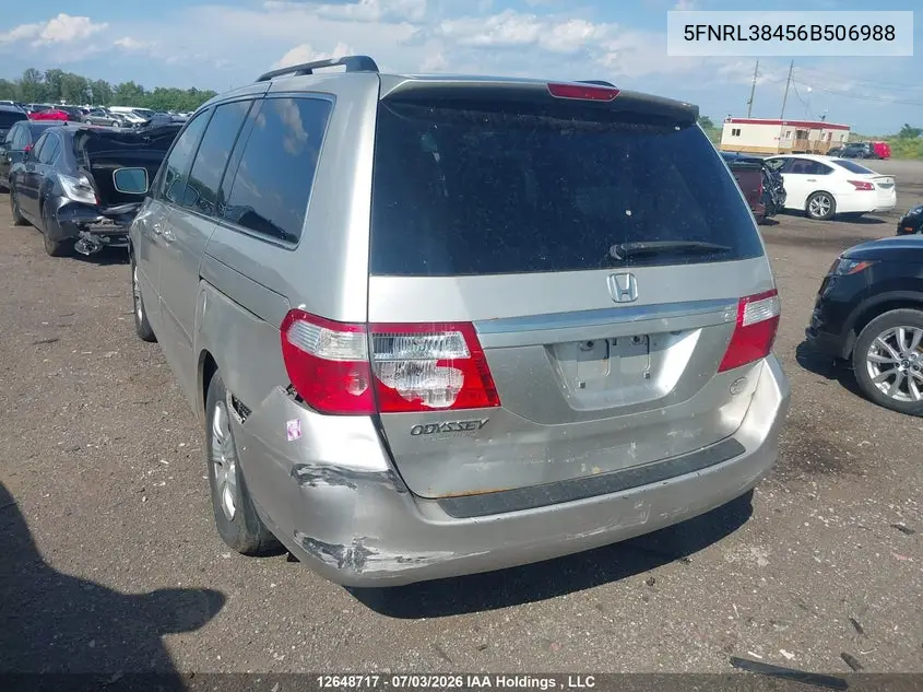 2006 Honda Odyssey VIN: 5FNRL38456B506988 Lot: 12648717