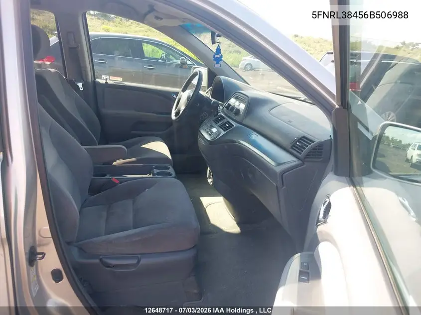 2006 Honda Odyssey VIN: 5FNRL38456B506988 Lot: 12648717