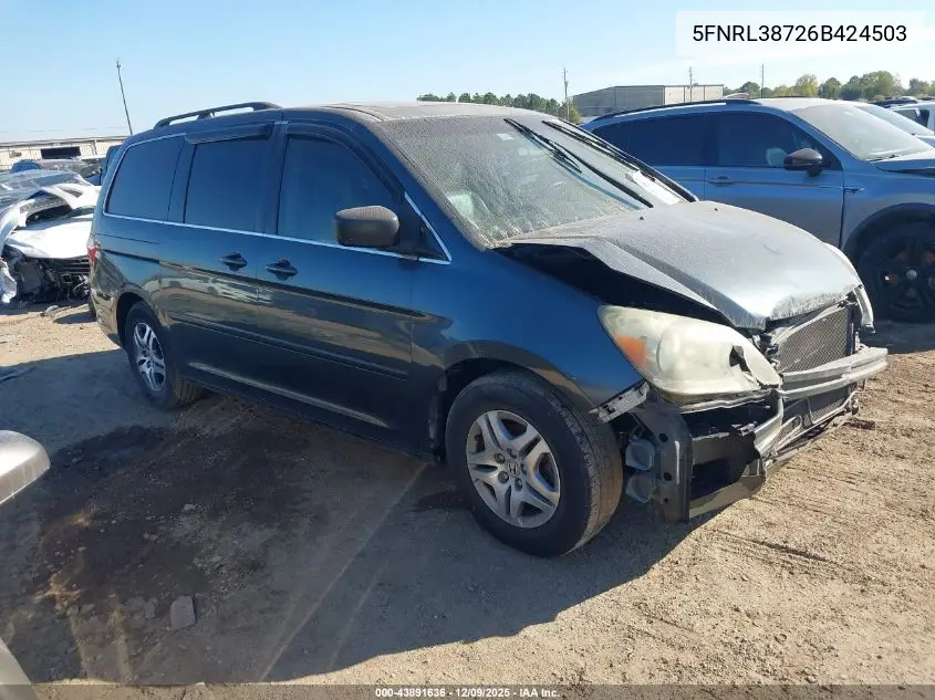 5FNRL38726B424503 2006 Honda Odyssey Ex-L