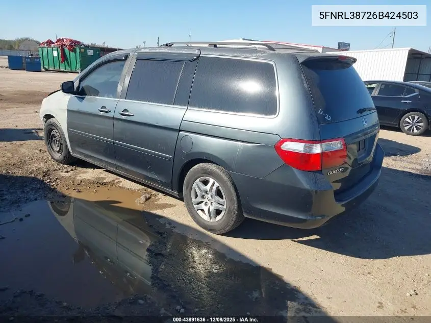 5FNRL38726B424503 2006 Honda Odyssey Ex-L