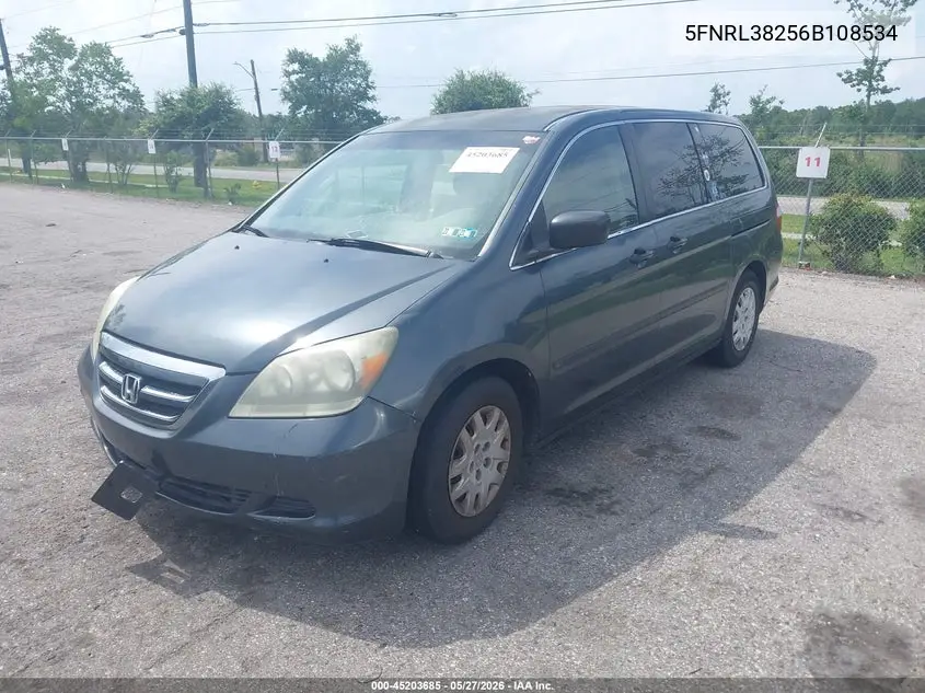 5FNRL38256B108534 2006 Honda Odyssey Lx
