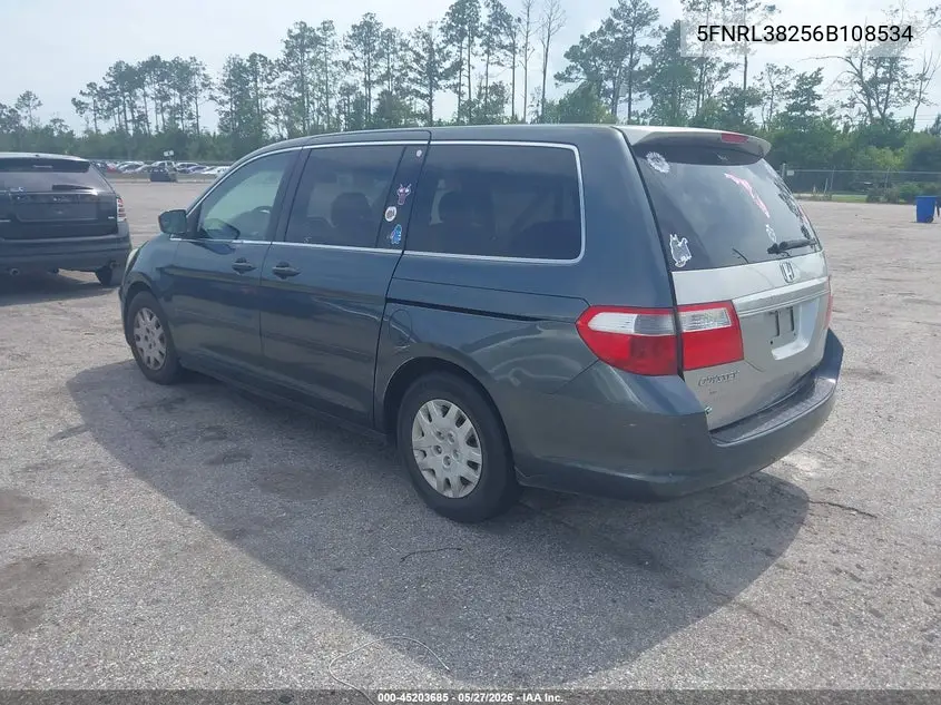 5FNRL38256B108534 2006 Honda Odyssey Lx