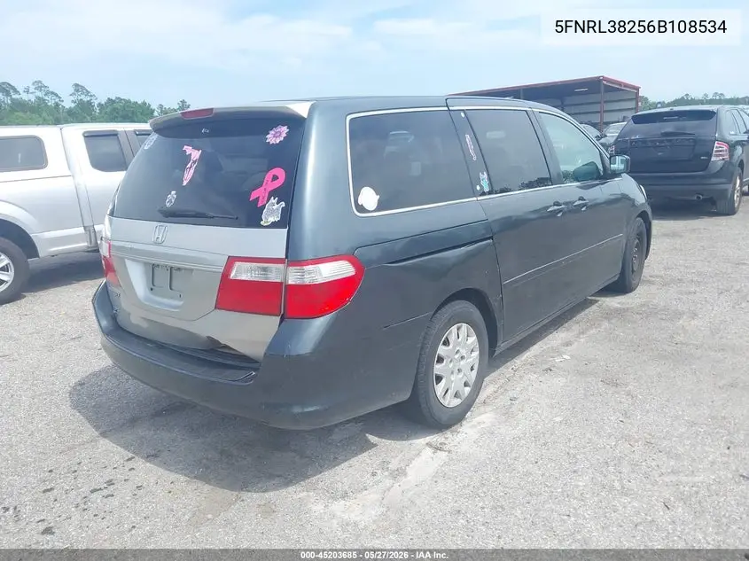5FNRL38256B108534 2006 Honda Odyssey Lx