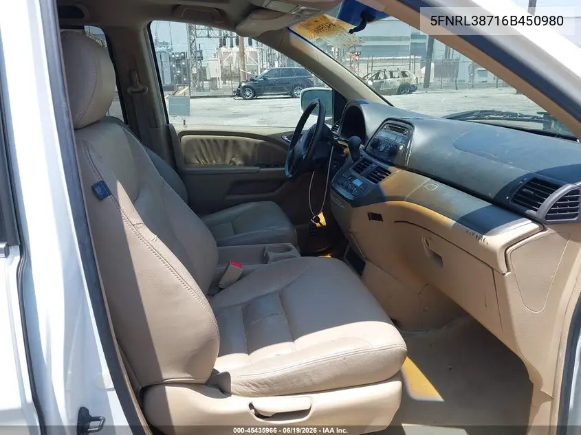 2006 Honda Odyssey Ex-L VIN: 5FNRL38716B450980 Lot: 45435966