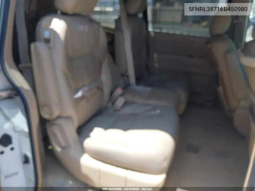 2006 Honda Odyssey Ex-L VIN: 5FNRL38716B450980 Lot: 45435966