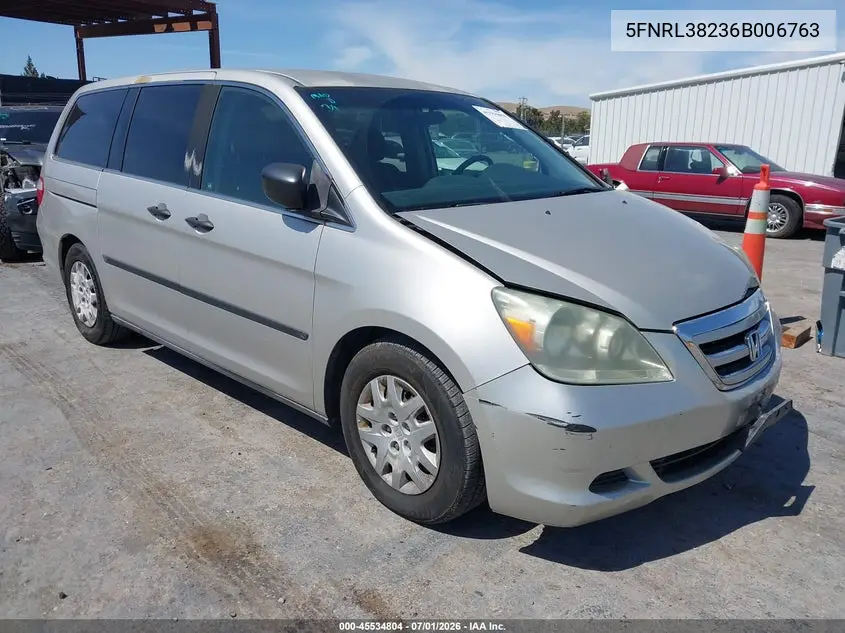 2006 Honda Odyssey Lx VIN: 5FNRL38236B006763 Lot: 45534804
