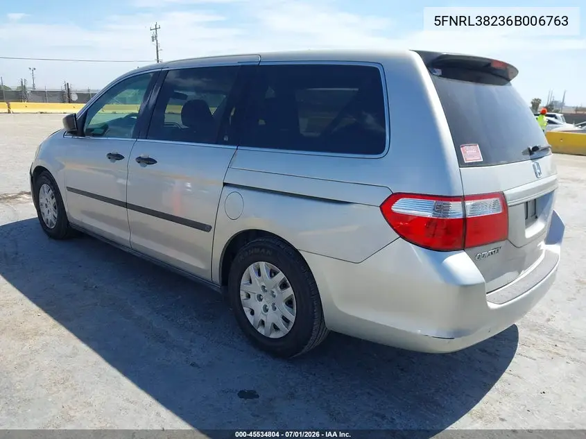 2006 Honda Odyssey Lx VIN: 5FNRL38236B006763 Lot: 45534804