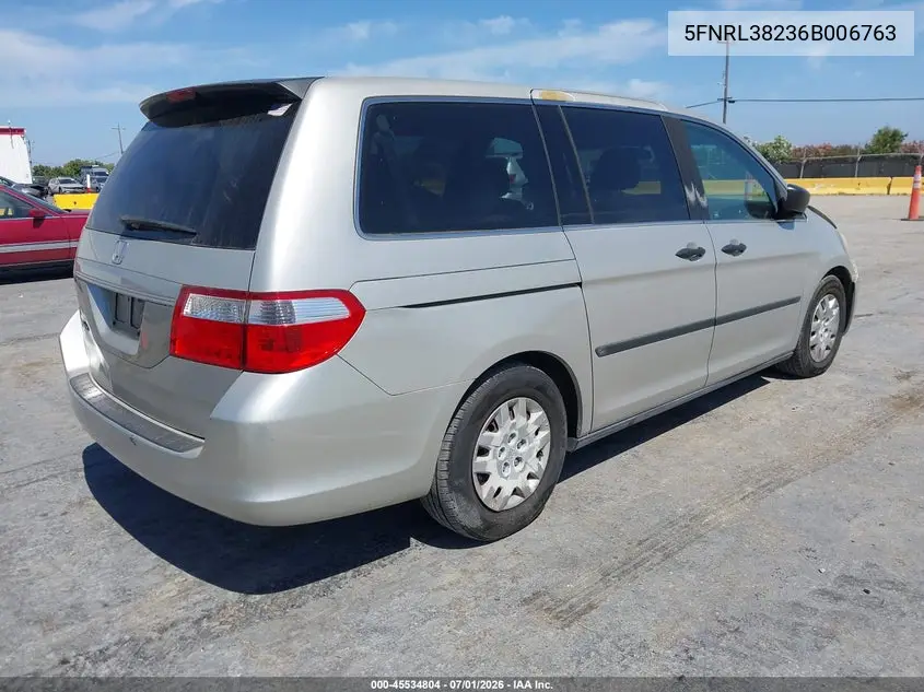 2006 Honda Odyssey Lx VIN: 5FNRL38236B006763 Lot: 45534804