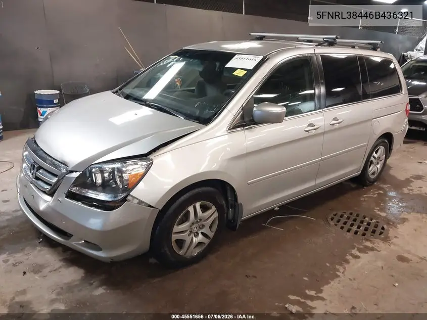 2006 Honda Odyssey Ex VIN: 5FNRL38446B436321 Lot: 45551656