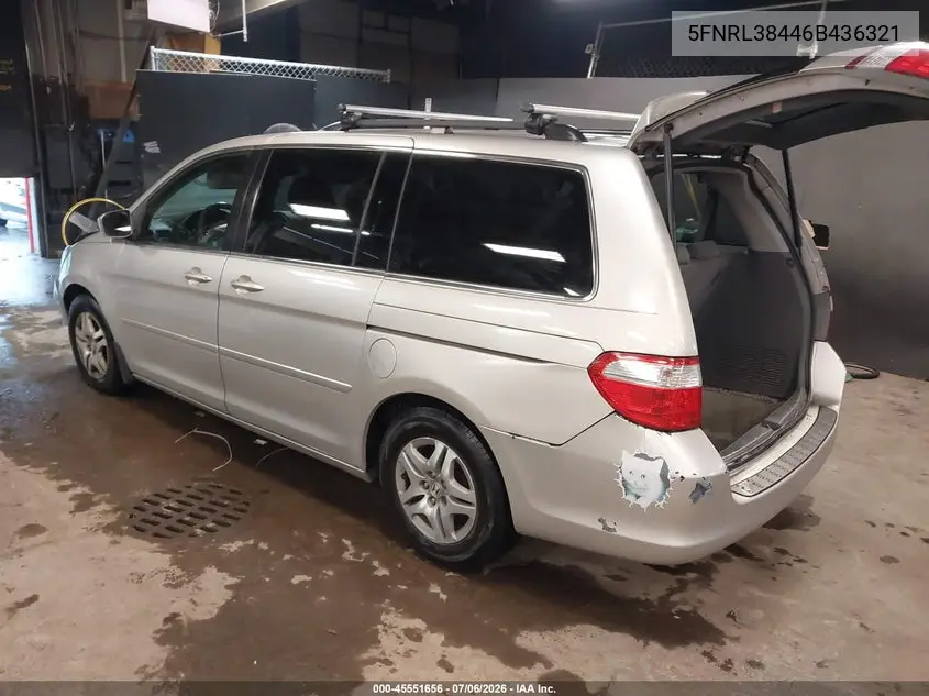 2006 Honda Odyssey Ex VIN: 5FNRL38446B436321 Lot: 45551656