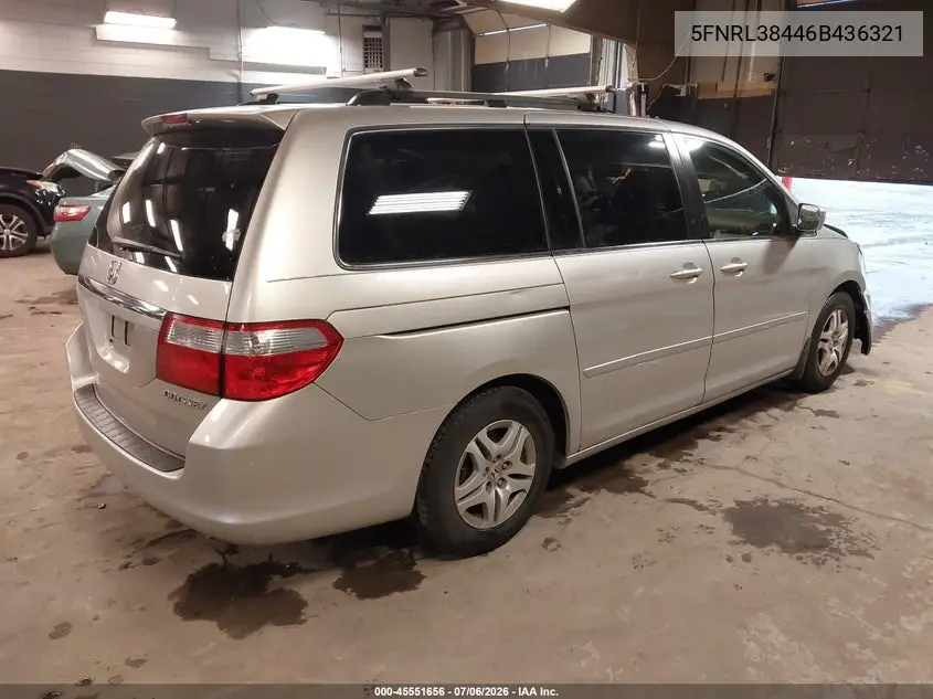 2006 Honda Odyssey Ex VIN: 5FNRL38446B436321 Lot: 45551656