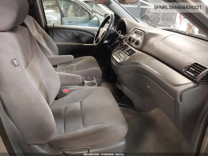 2006 Honda Odyssey Ex VIN: 5FNRL38446B436321 Lot: 45551656