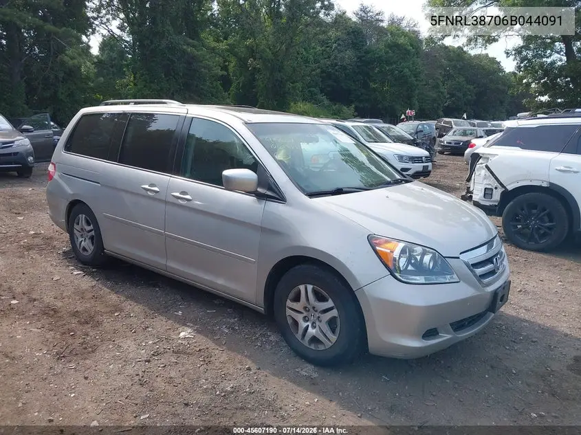 2006 Honda Odyssey Ex-L VIN: 5FNRL38706B044091 Lot: 45607190