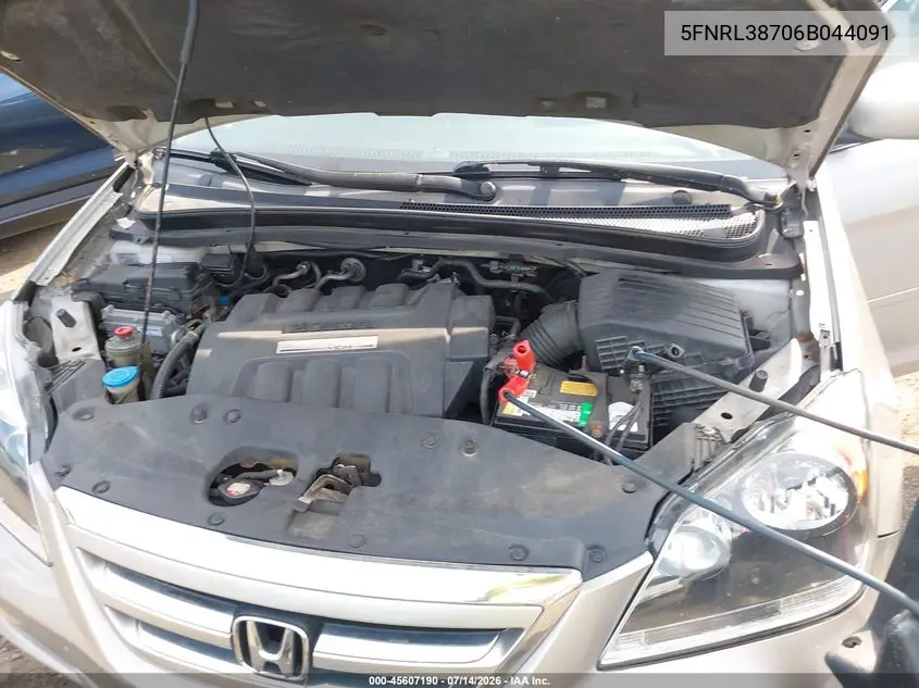 2006 Honda Odyssey Ex-L VIN: 5FNRL38706B044091 Lot: 45607190