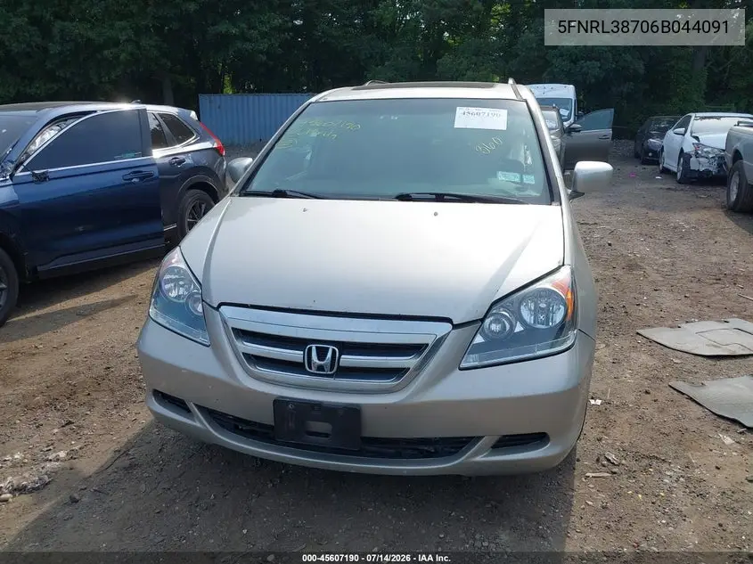 2006 Honda Odyssey Ex-L VIN: 5FNRL38706B044091 Lot: 45607190