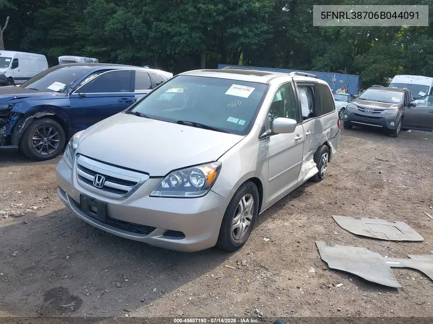 2006 Honda Odyssey Ex-L VIN: 5FNRL38706B044091 Lot: 45607190