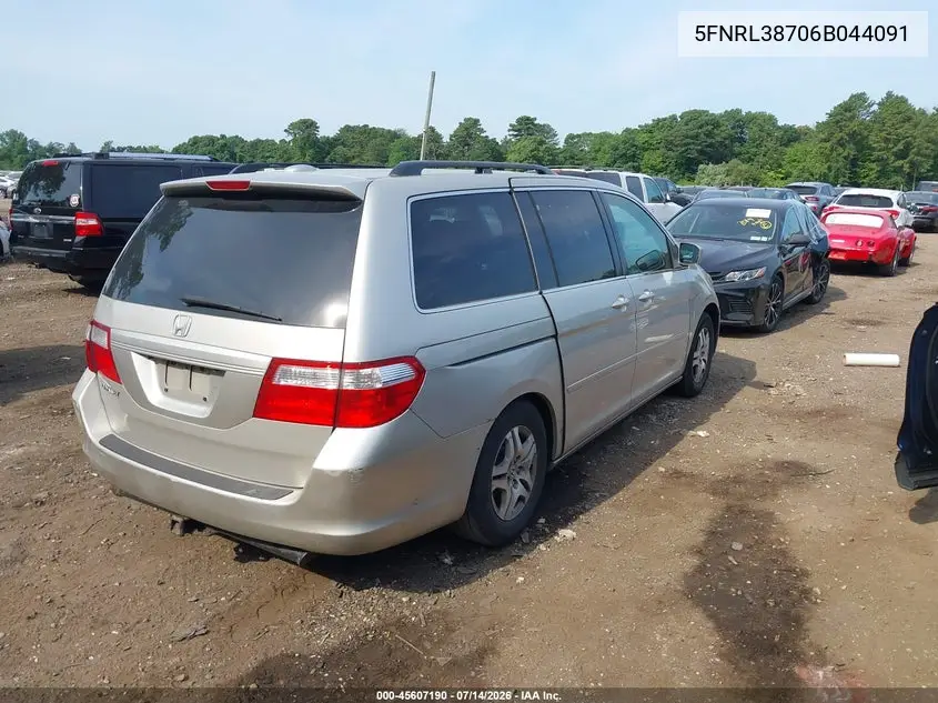 2006 Honda Odyssey Ex-L VIN: 5FNRL38706B044091 Lot: 45607190