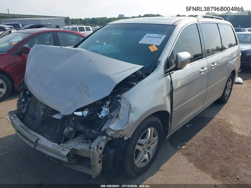 2006 Honda Odyssey Ex-L VIN: 5FNRL38796B004866 Lot: 45626091