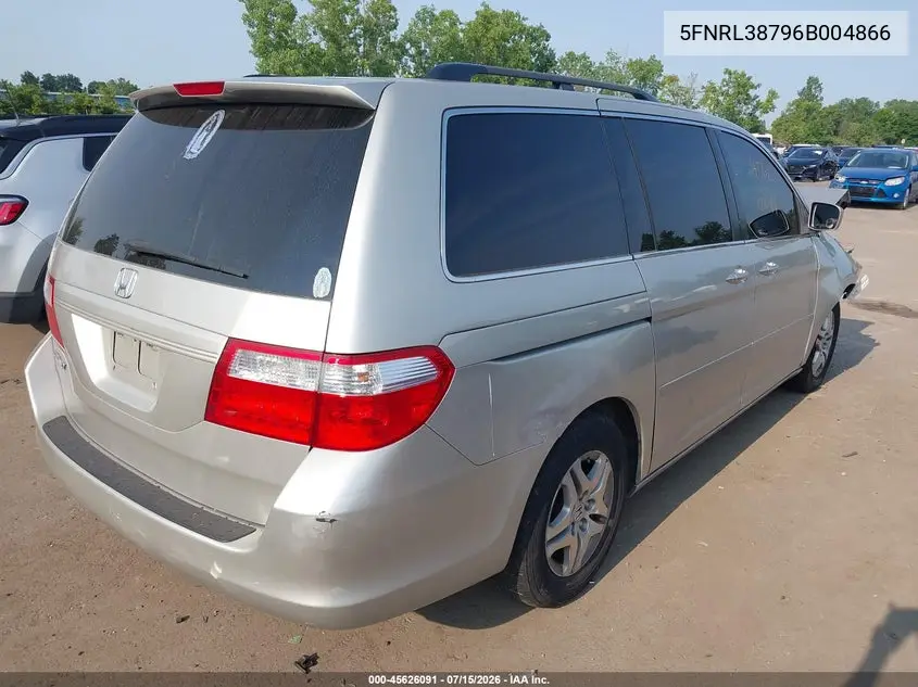 2006 Honda Odyssey Ex-L VIN: 5FNRL38796B004866 Lot: 45626091