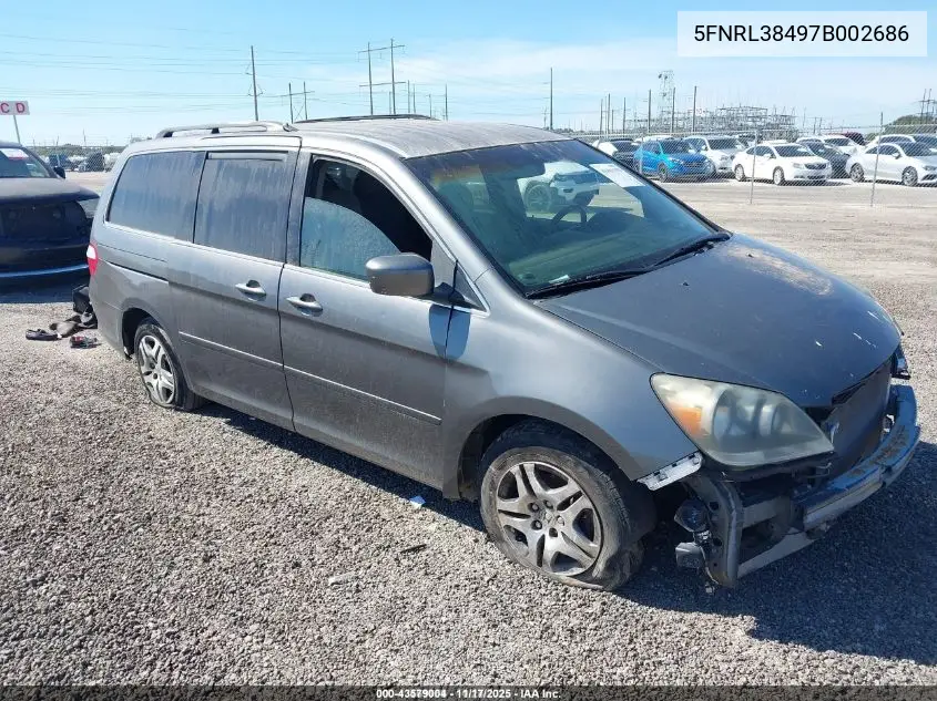 5FNRL38497B002686 2007 Honda Odyssey Ex