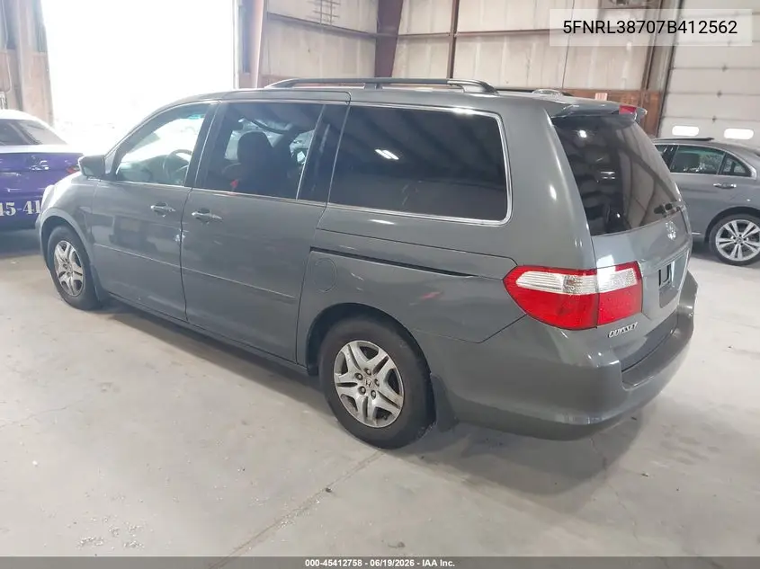 2007 Honda Odyssey Ex-L VIN: 5FNRL38707B412562 Lot: 45412758