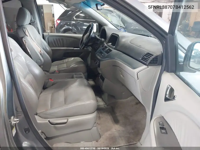 2007 Honda Odyssey Ex-L VIN: 5FNRL38707B412562 Lot: 45412758