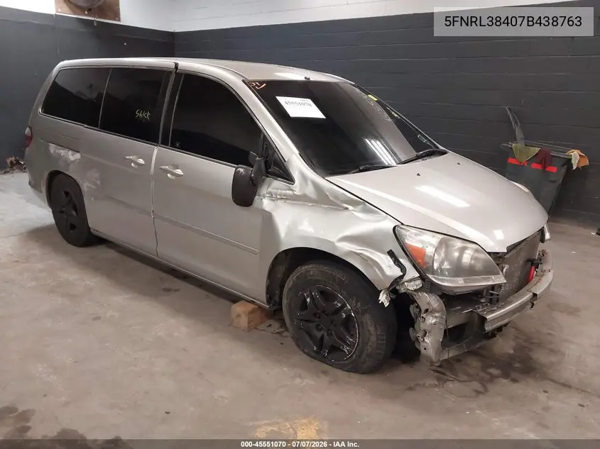 2007 Honda Odyssey Ex VIN: 5FNRL38407B438763 Lot: 45551070